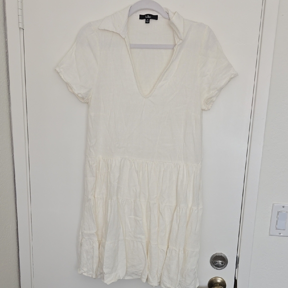 Lulu's Cream Short Sleeve Dress - Picture 1 of 5